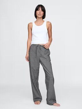 GAP BODY Perfect Flannel Black White Gingham Softest Pajama PJ Pants, Size S